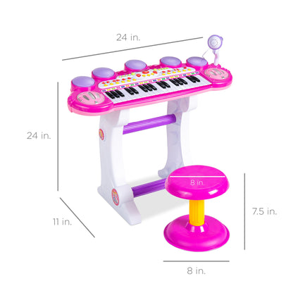 37-Key Kids Electric Keyboard w/ Microphone, Stool