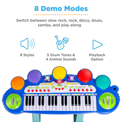 37-Key Kids Electric Keyboard w/ Microphone, Stool