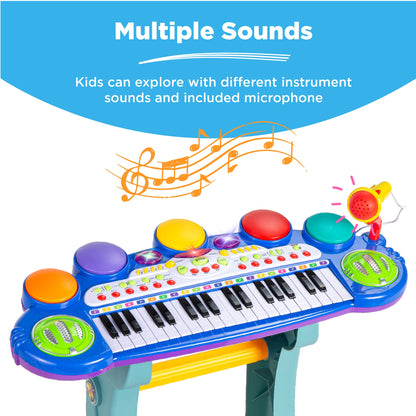 37-Key Kids Electric Keyboard w/ Microphone, Stool