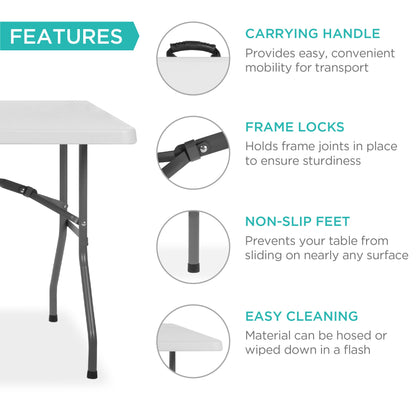 Portable Folding Plastic Dining Table w/ Handle, Lock - 8ft