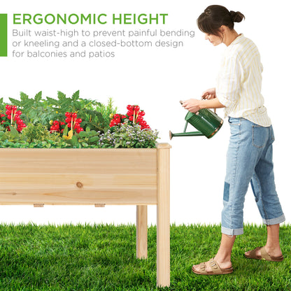 Raised Garden Bed, Elevated Wooden Planter Box w/ Foot Caps - 48x24x30in