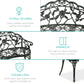 Steel Garden Bench Outdoor Patio Furniture w/ Floral Rose Accent  - 39in
