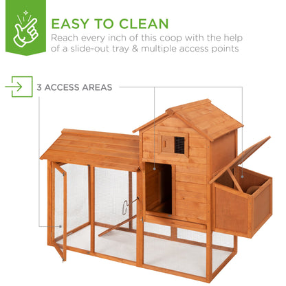 Multi-Level Wooden Chicken Coop - 80in