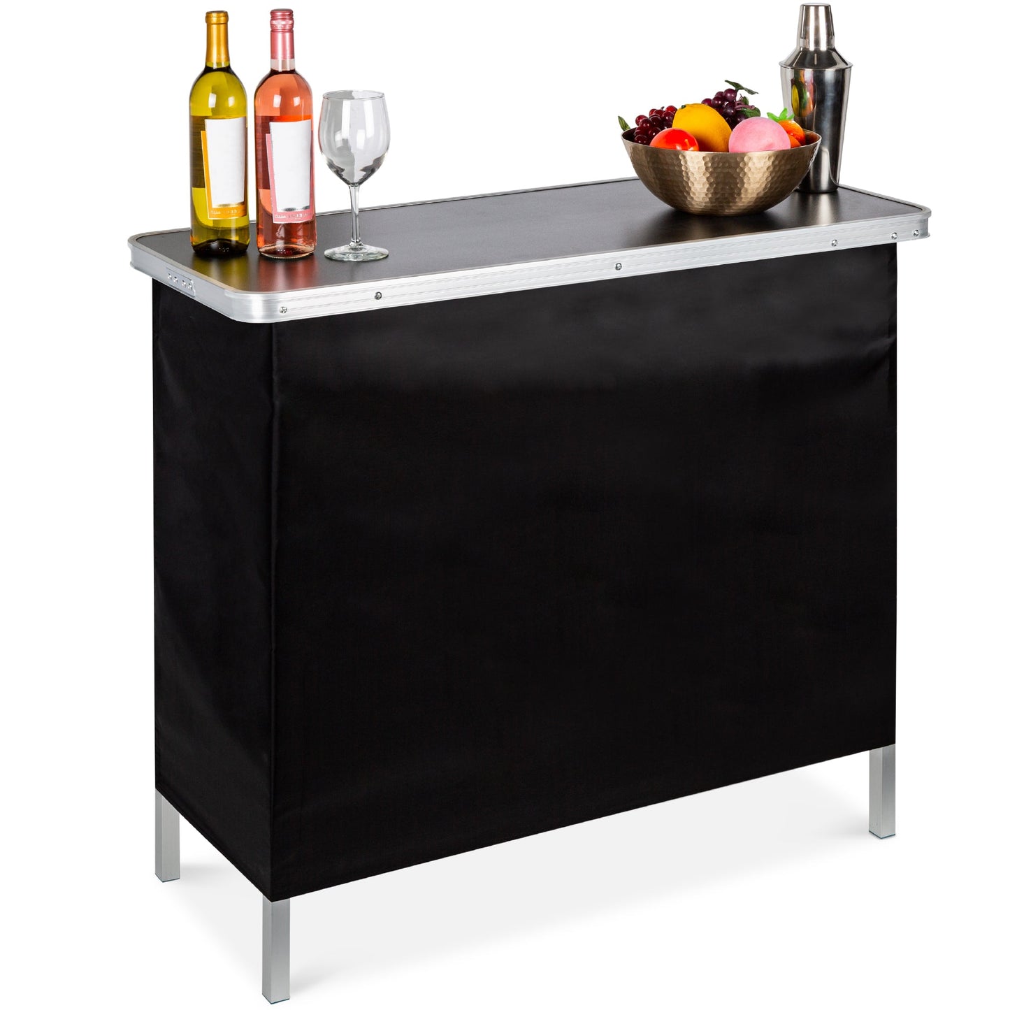 Portable Pop-Up Bar Table w/ Carrying Case, Removable Skirt