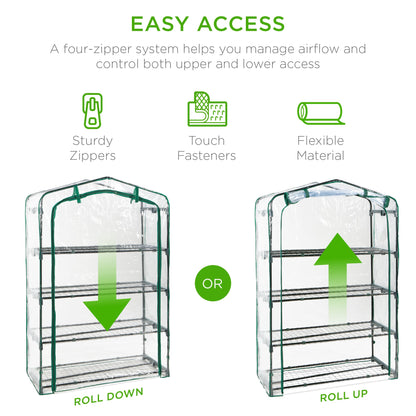 4-Tier Mini Portable Indoor Outdoor Greenhouse w/ Steel Shelves - 40in