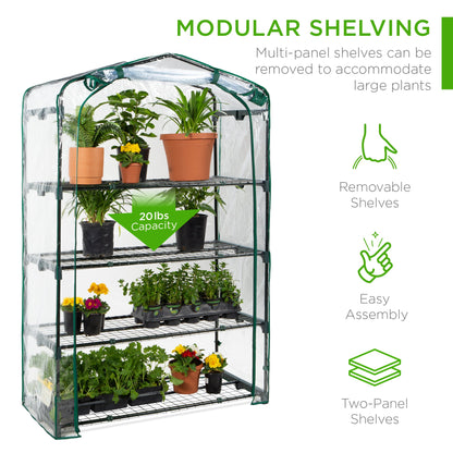 4-Tier Mini Portable Indoor Outdoor Greenhouse w/ Steel Shelves - 40in