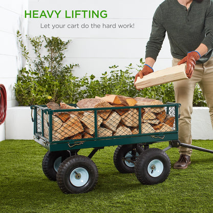 Steel Garden Utility Cart Wagon w/ 400lb Capacity, Removable Sides, Handle