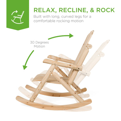 Rocking Wood Adirondack Chair Accent Furniture w/ Natural Finish