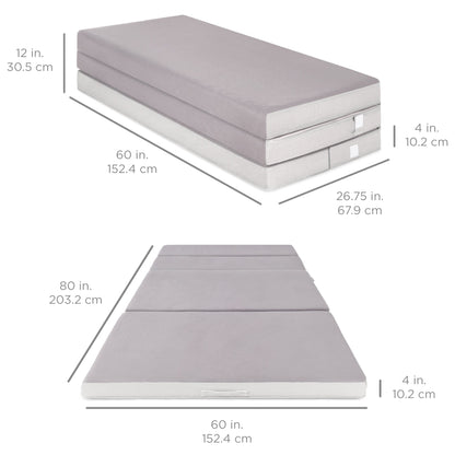 Folding Portable Mattress Topper w/ Plush Foam - 4in