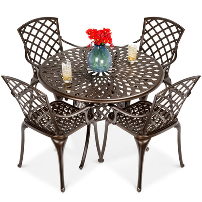 5-Piece All-Weather Cast Aluminum Patio Dining Set w/ 4 Chairs