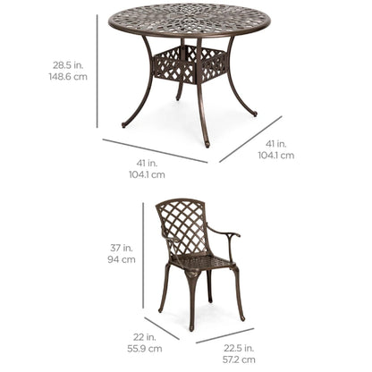 5-Piece All-Weather Cast Aluminum Patio Dining Set w/ 4 Chairs