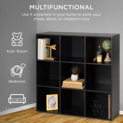 9-Cube Bookshelf Storage Display w/ 3 Removable Panels, Customizable Design