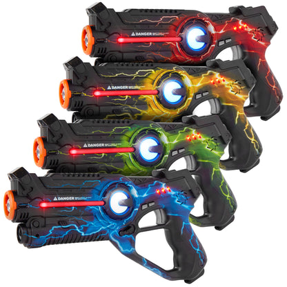 Set of 4 Infrared Laser Tag Blasters for Kids & Adults w/ 4 Settings