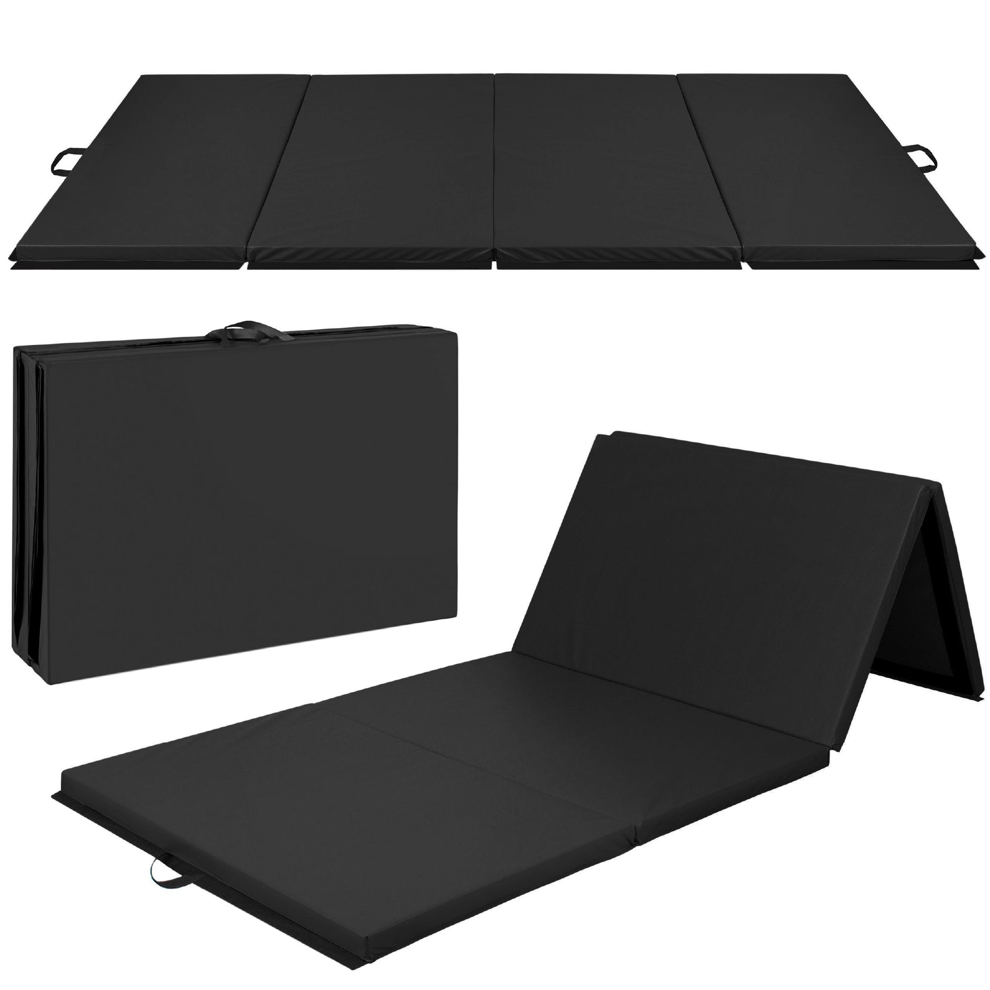 Folding Exercise Fitness Workout Gym Floor Mat w/ Handles