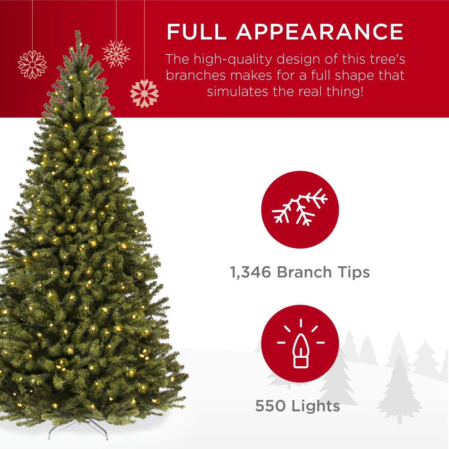 Pre-Lit Artificial Spruce Christmas Tree w/ Foldable Metal Base