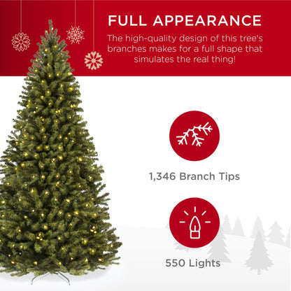 Pre-Lit Artificial Spruce Christmas Tree w/ Foldable Metal Base