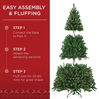 Pre-Lit Artificial Spruce Christmas Tree w/ Foldable Metal Base