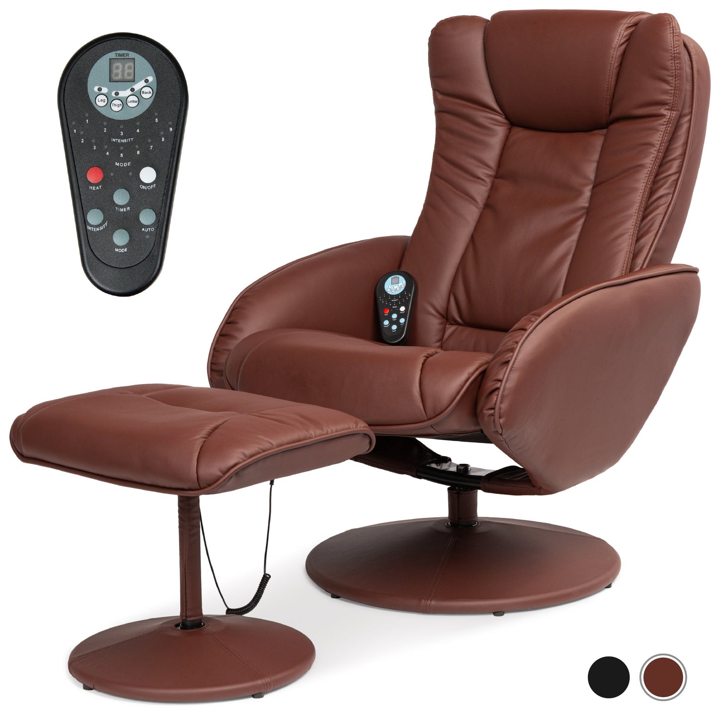 Faux Leather Electric Massage Recliner Chair w/ Stool Ottoman, Remote