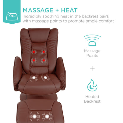 Faux Leather Electric Massage Recliner Chair w/ Stool Ottoman, Remote