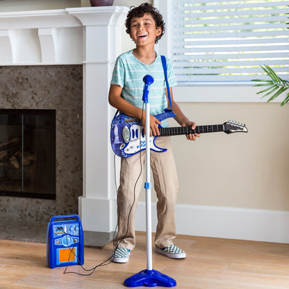 Kids Electric Guitar Toy Play Set w/ 6 Songs, Microphone, Amp