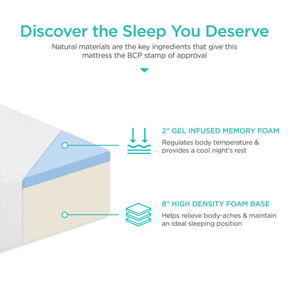 10in Dual Layered Mattress w/ Gel Memory Foam