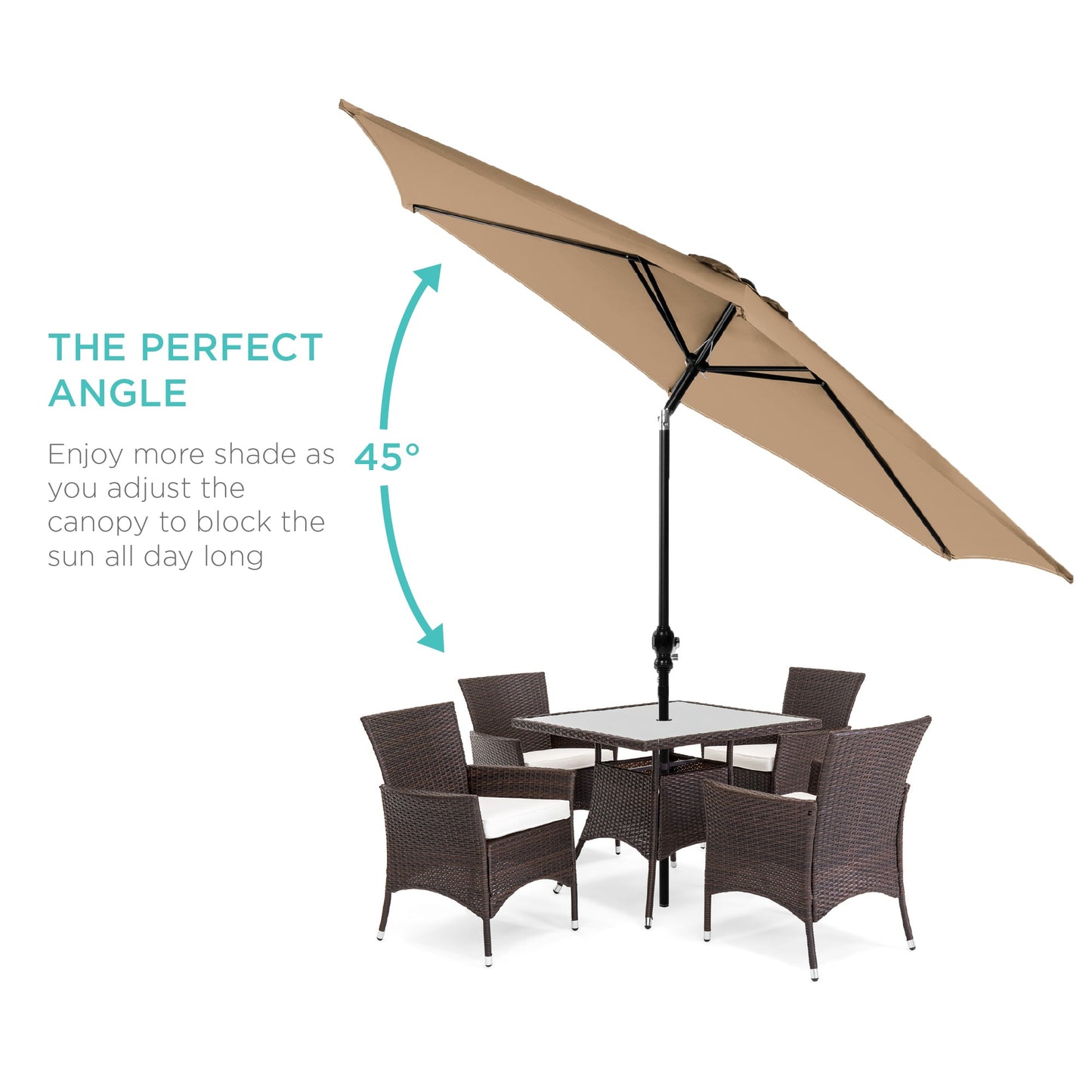 Outdoor Steel Market Patio Umbrella Decoration w/ Tilt, Crank Lift - 10ft