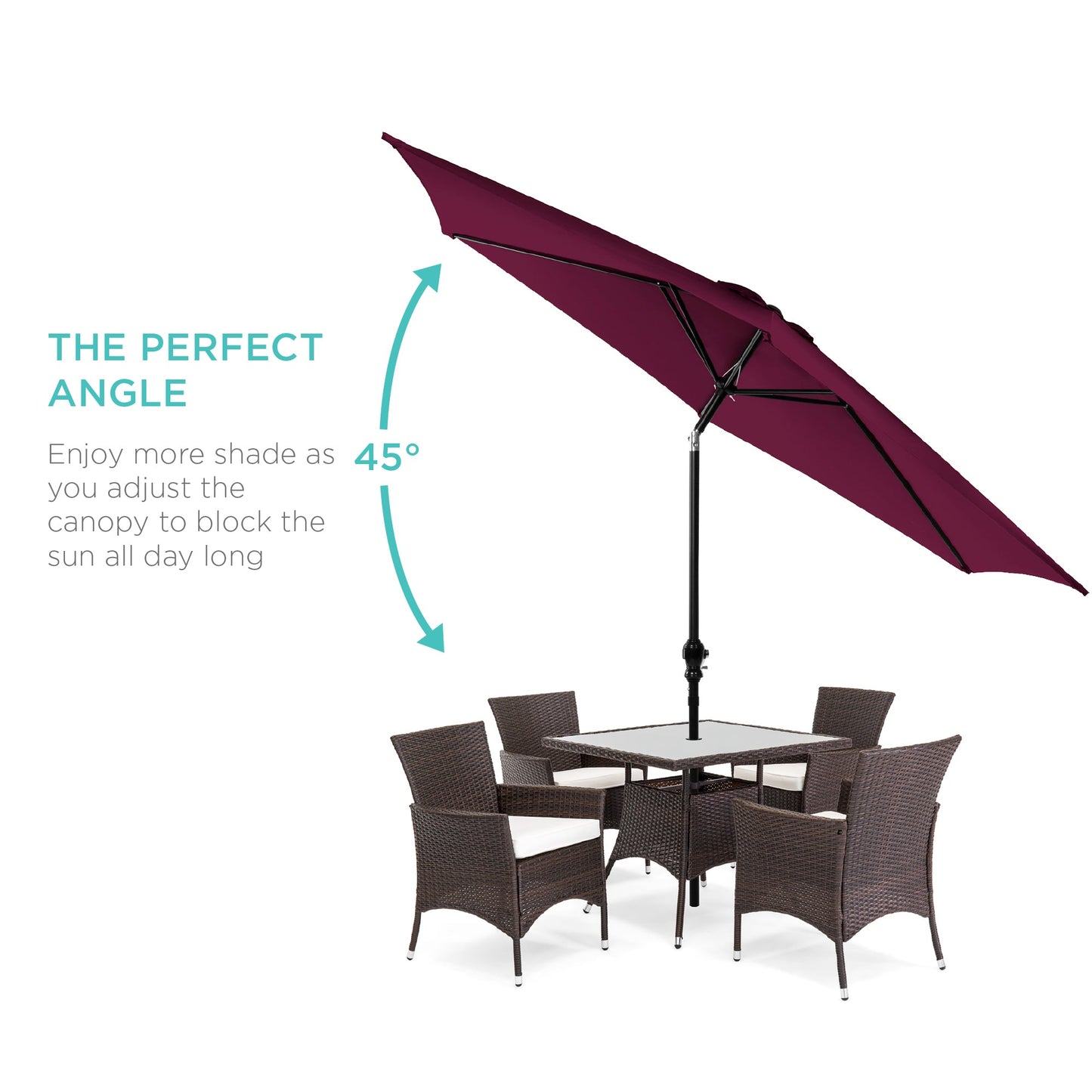 Outdoor Steel Market Patio Umbrella Decoration w/ Tilt, Crank Lift - 10ft