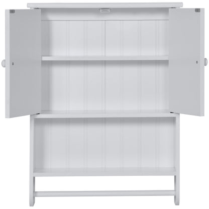 Bathroom Wall Storage Organization Cabinet w/ Double Doors, Towel Bar