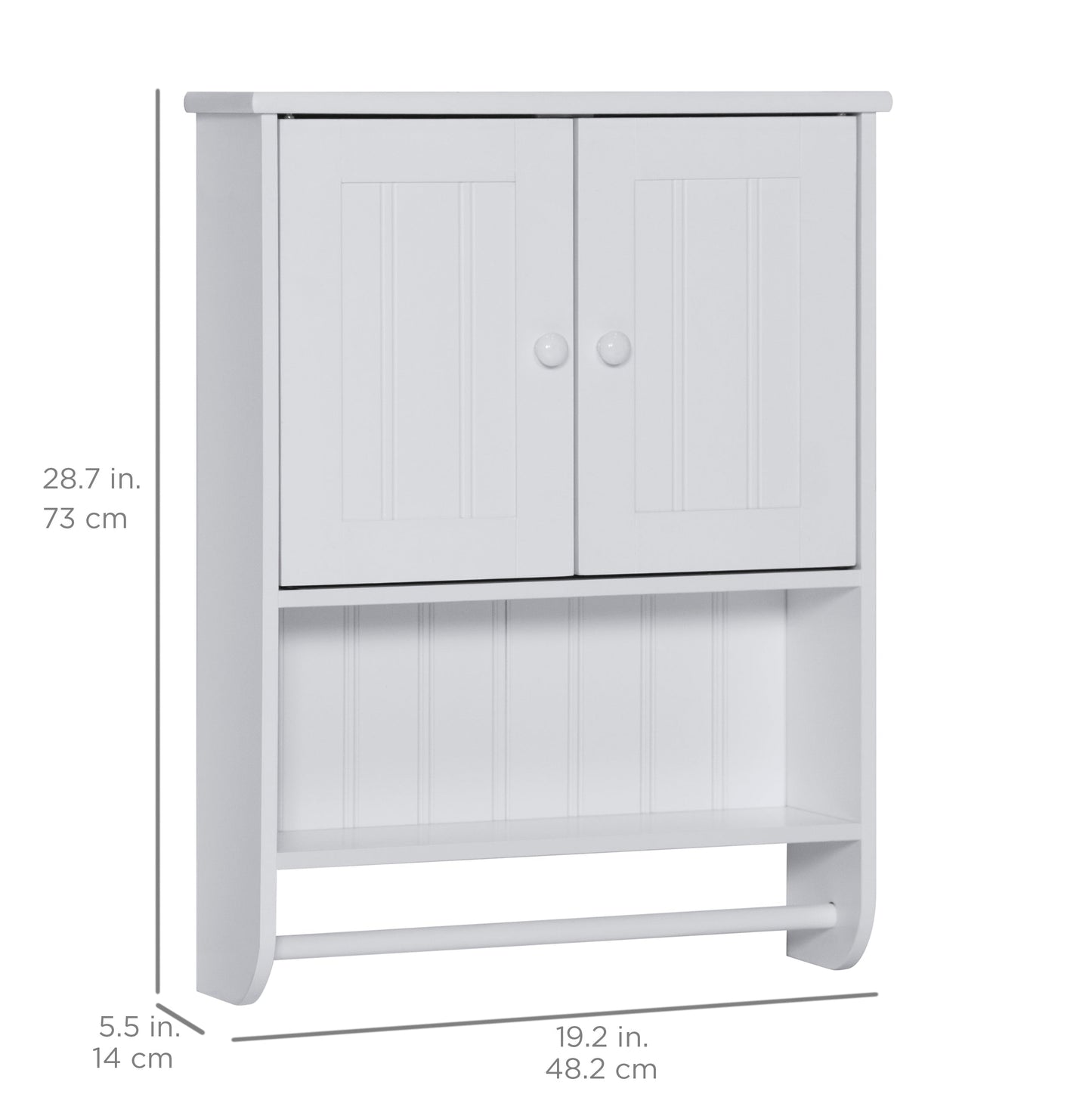 Bathroom Wall Storage Organization Cabinet w/ Double Doors, Towel Bar