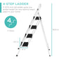 Folding Steel 4-Step Ladder w/ Hand Rail, Wide Steps, 330lbs Capacity