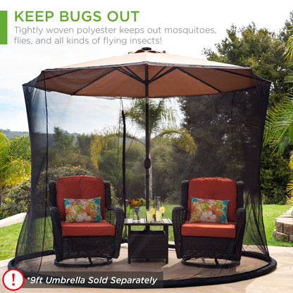 Adjustable Bug Net Accessory for Patio Umbrella w/ Zippered Door - 9ft