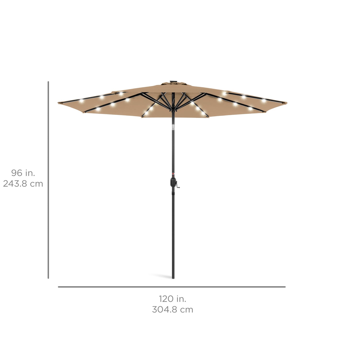 Solar LED Lighted Patio Umbrella w/ Tilt Adjustment, UV-Resistance - 10ft