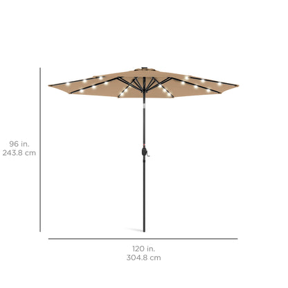 Solar LED Lighted Patio Umbrella w/ Tilt Adjustment, UV-Resistance - 10ft