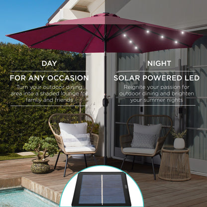 Solar LED Lighted Patio Umbrella w/ Tilt Adjustment, UV-Resistance - 10ft