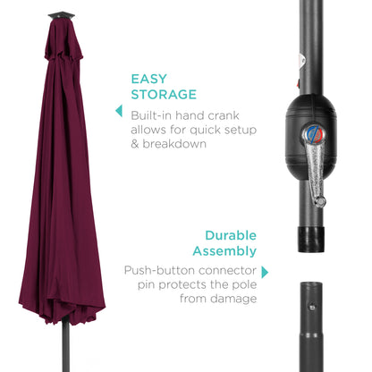 Solar LED Lighted Patio Umbrella w/ Tilt Adjustment, UV-Resistance - 10ft