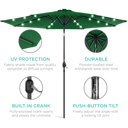 Solar LED Lighted Patio Umbrella w/ Tilt Adjustment, UV-Resistance - 10ft