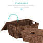 Set of 2 XL Woven Water Hyacinth Storage Baskets
