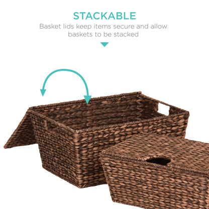 Set of 2 XL Woven Water Hyacinth Storage Baskets