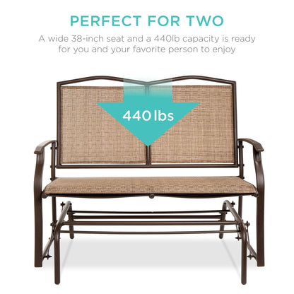 2-Person Patio Loveseat Swing Glider, Bench Rocker w/ Armrests