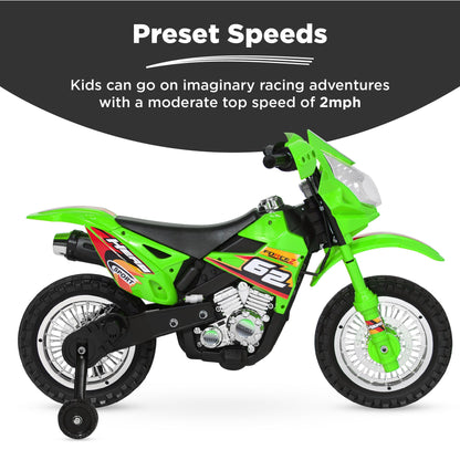 6V Kids Electric Ride-On Motorcycle Toy w/ Training Wheels, Lights, Music