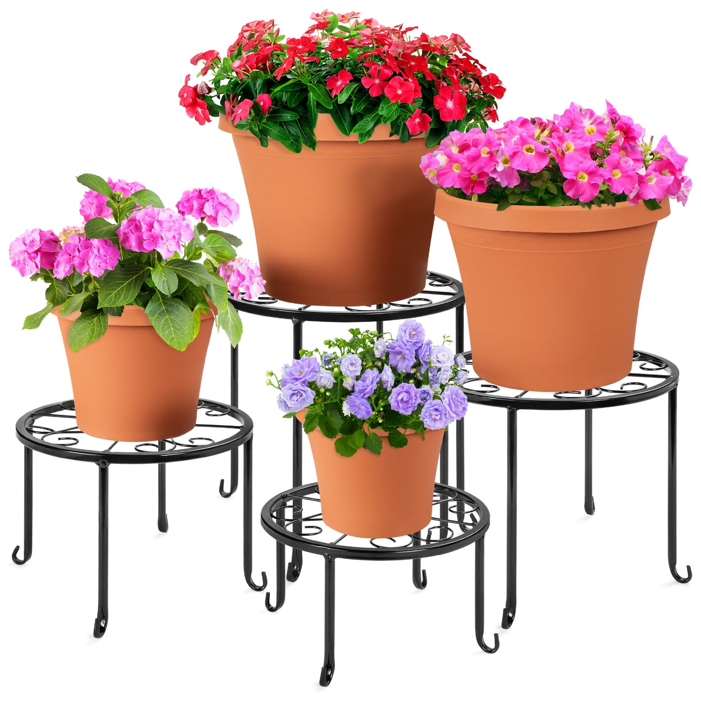 Set of 4 Indoor Outdoor Metal Nesting Plant Stands, Flowerpot Holders