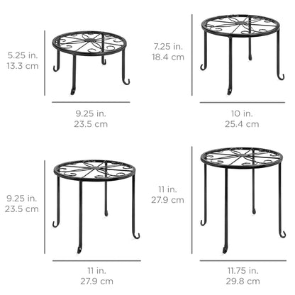 Set of 4 Indoor Outdoor Metal Nesting Plant Stands, Flowerpot Holders