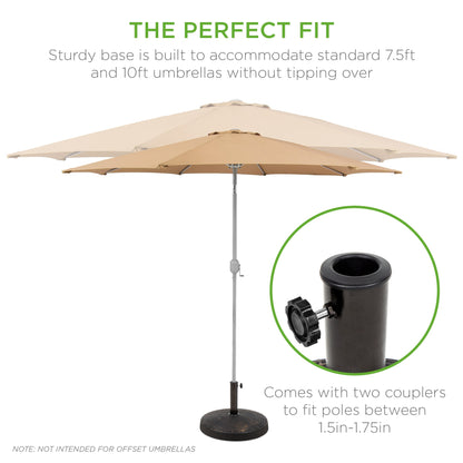 55lb Round Wicker Style Patio Umbrella Stand w/ Blackened Bronze Finish