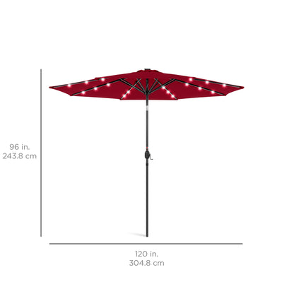 Solar LED Lighted Patio Umbrella w/ Tilt Adjustment, UV-Resistance - 10ft