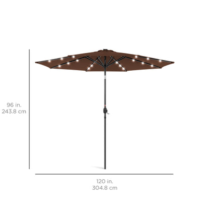 Solar LED Lighted Patio Umbrella w/ Tilt Adjustment, UV-Resistance - 10ft