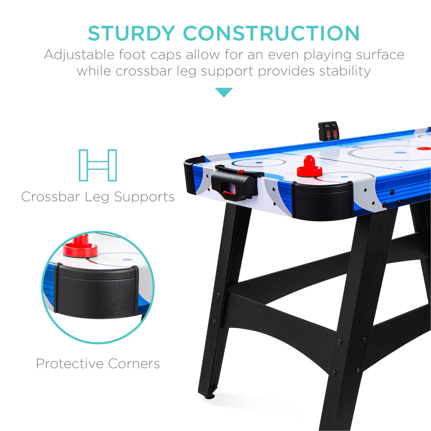 Air Hockey Table w/ 2 Pucks, 2 Paddles, LED Score Board - 58in