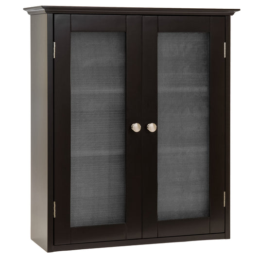 Bathroom Wall Storage Medicine Cabinet w/ Tempered Glass Double Doors