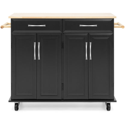 Utility Kitchen Cart w/ Storage Cabinets, Handles, Cutting Board