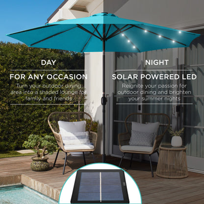 Solar LED Lighted Patio Umbrella w/ Tilt Adjustment, UV-Resistance - 10ft