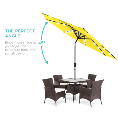 Solar LED Lighted Patio Umbrella w/ Tilt Adjustment, UV-Resistance - 10ft